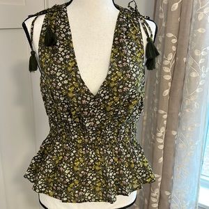 JCrew Cotton Blend Tie Shoulder Cotton Top NWT